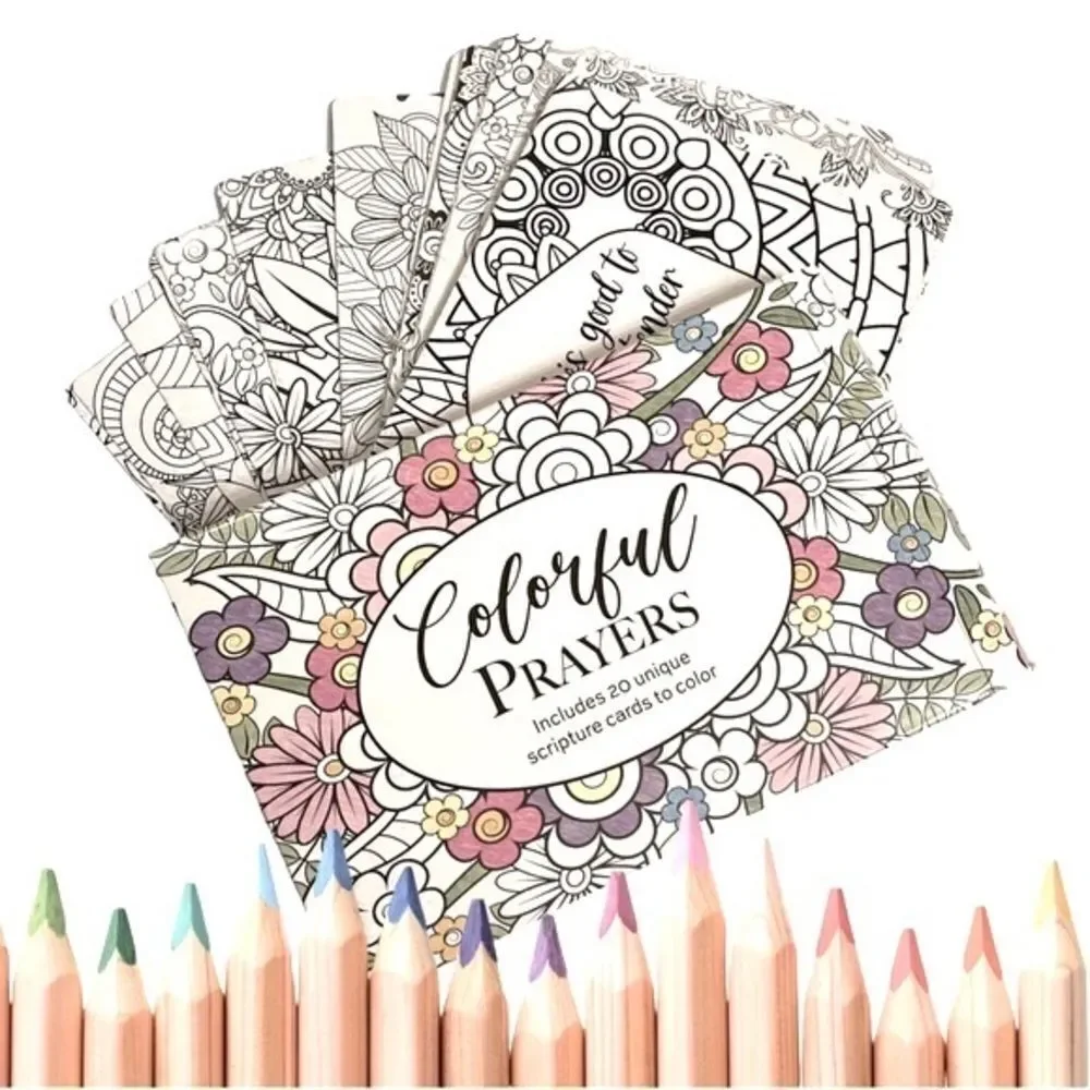 CrownJewlz Adult Coloring Floral Prayer & Scripture Cards (20 ct set)